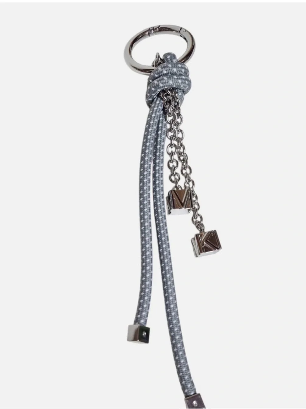 Michael Kors New in Box Silver-Tone and Speckled Cord Bag Charm Storm Grey